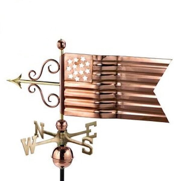 American Flag Weathervane Sculptural Outdoor Copper Patriotic Librerty